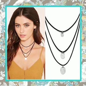 🌺BOHO CHIC COIN LAYER NECKLACE BLACK GYPSY HIPPIE